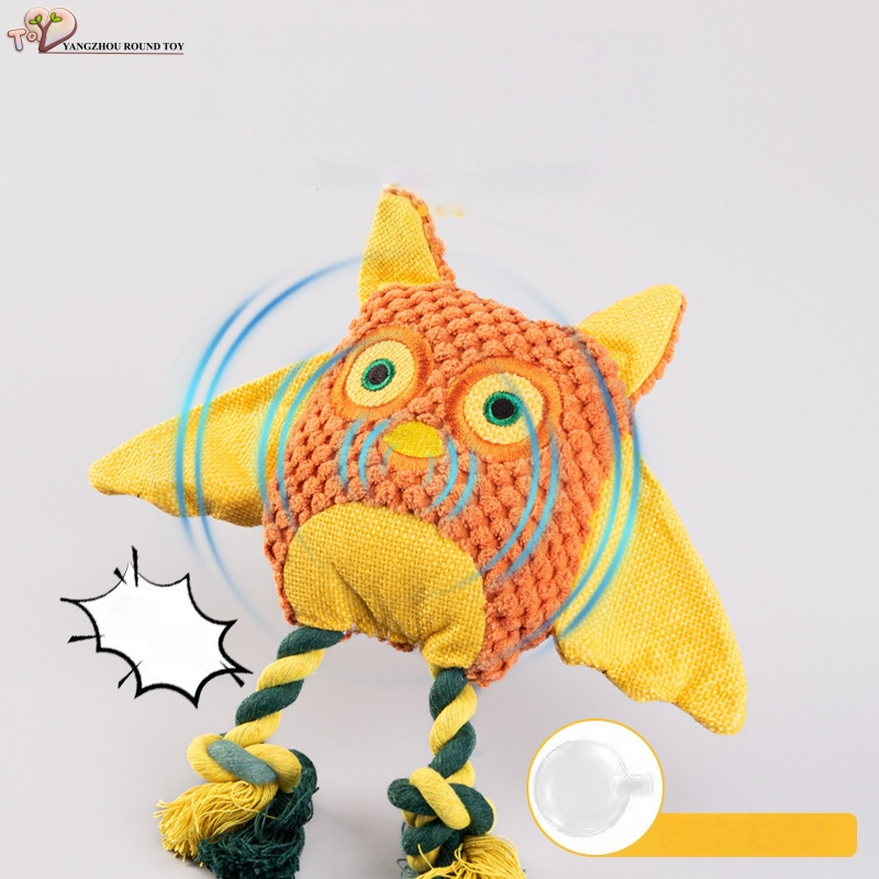 Owl Soft Plush Rope Knotted Dog Chewy Squeaky Wholesale Pet Toys