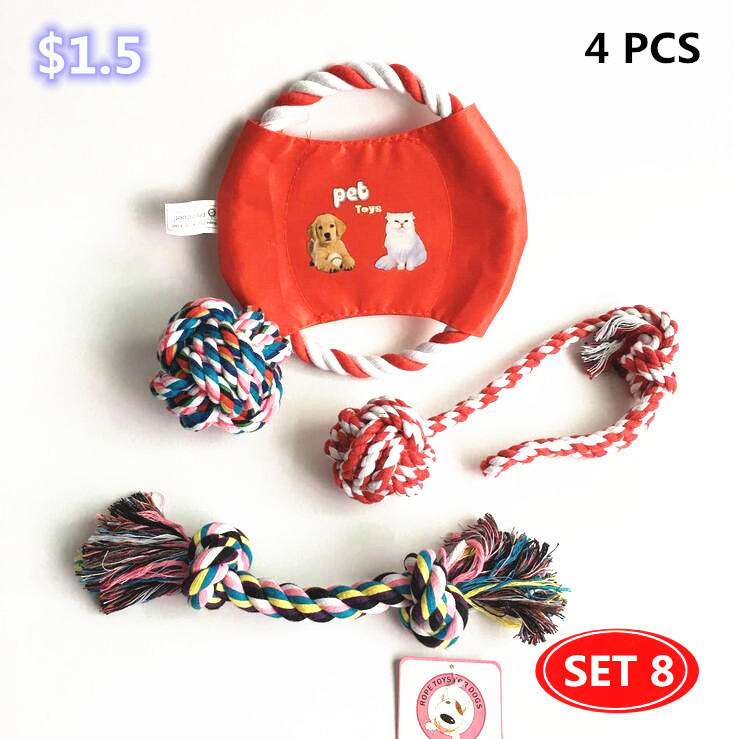 Durable Pet Dog Tennis Ball Rope Chew Toy Rope Set