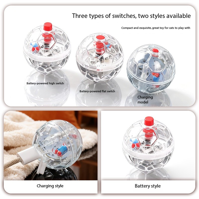 Silent Automatic Flashing Pet Cat Toy Ball Glowing Cat Teasing Ball