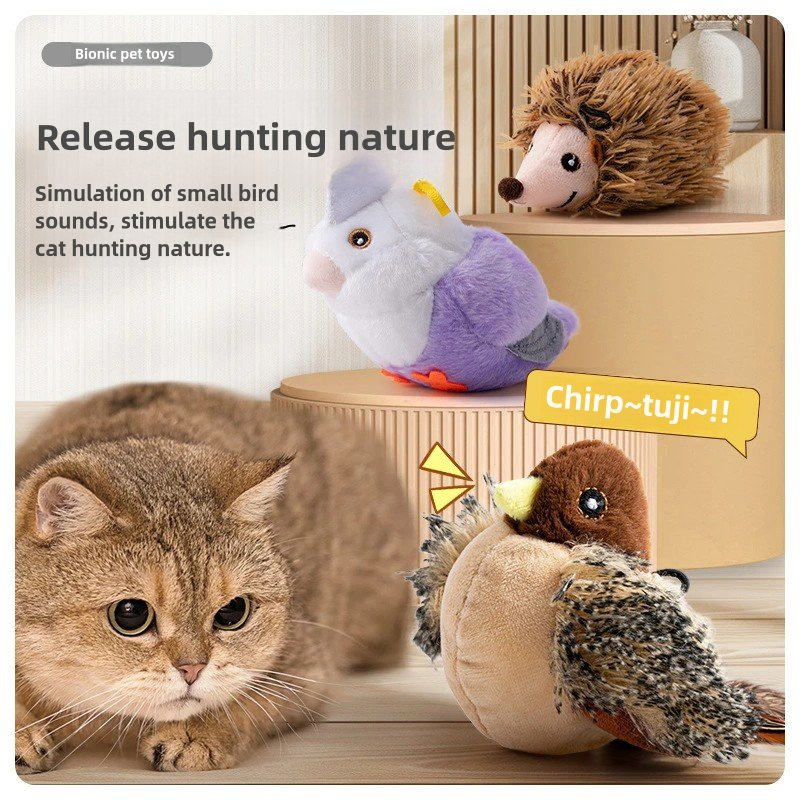 Pet Toys Wholesale Manufacturers Cat Teaser Cat Toys Bird Vocal Plush Intelligent Cat Teaser Automatic Cat Teaser Toys Birds