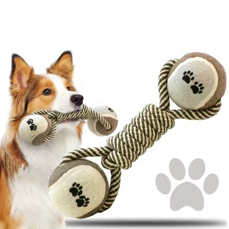 Wholesale Pet Toy Custom Interactive Dumbbell-Shaped Rope Ball Dog Teething Toy Pet Chew Toys