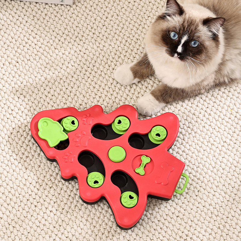 Interactive Pet Christmas Tree Game Plate Puzzle Toys for Cats