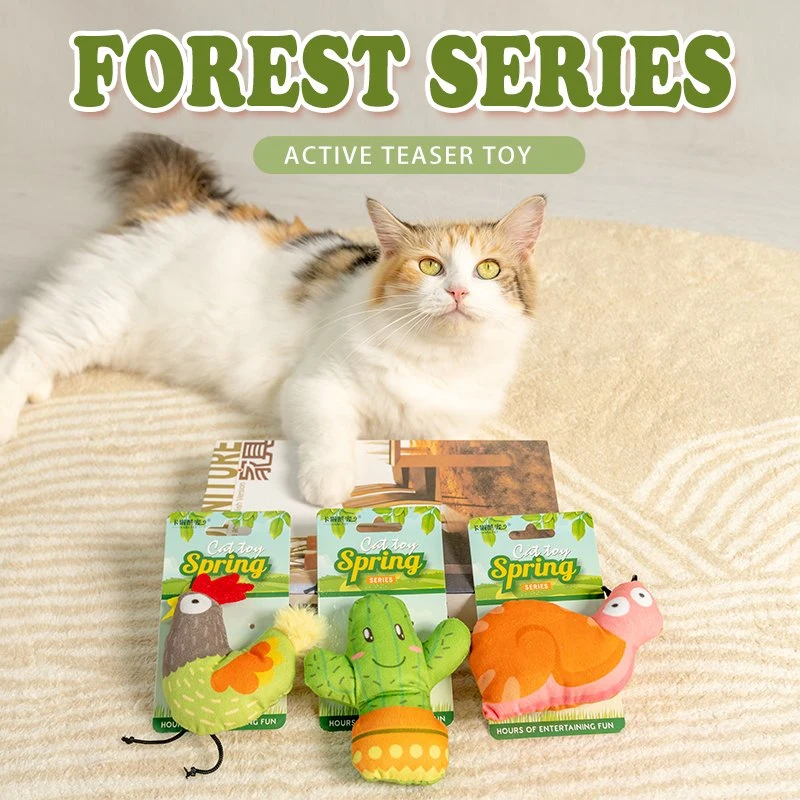 Rena Pet Hot Sale Spring Colorful Color Cat Plush Teasing Fur Toys Assorted with Catnip