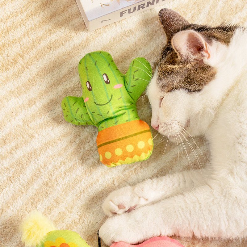 Rena Pet Hot Sale Spring Colorful Color Cat Plush Teasing Fur Toys Assorted with Catnip
