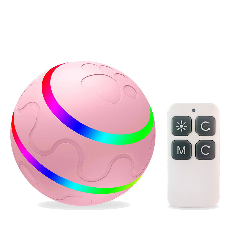Pet Products Electronic Remote Control Luminous Pet Cat Toy USB Rechargeable Automatic Rolling Ball Dog Toys