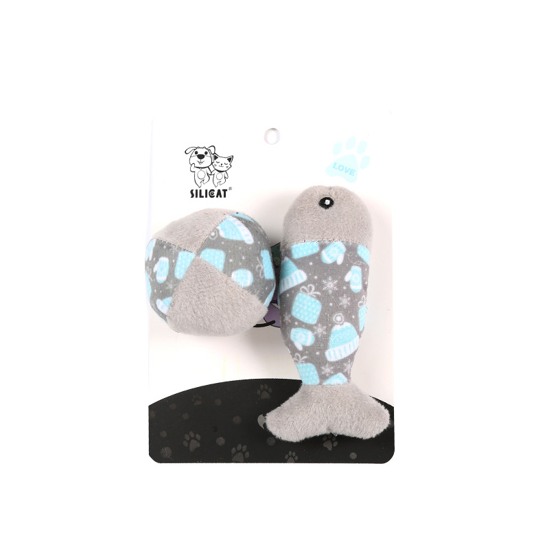 High Quality Pet Products Wholesale Plush Stuffed Catnip Mouse Fish Ball Cat Toy Set