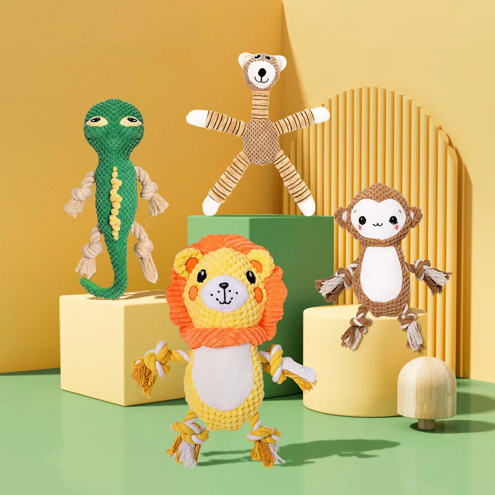 Indestructible Large Dog Sound Squeaky Toys Animals Shape Pet Soft Plush Chew Molar Training Toy Puppy Bite Teeth Dental Toys