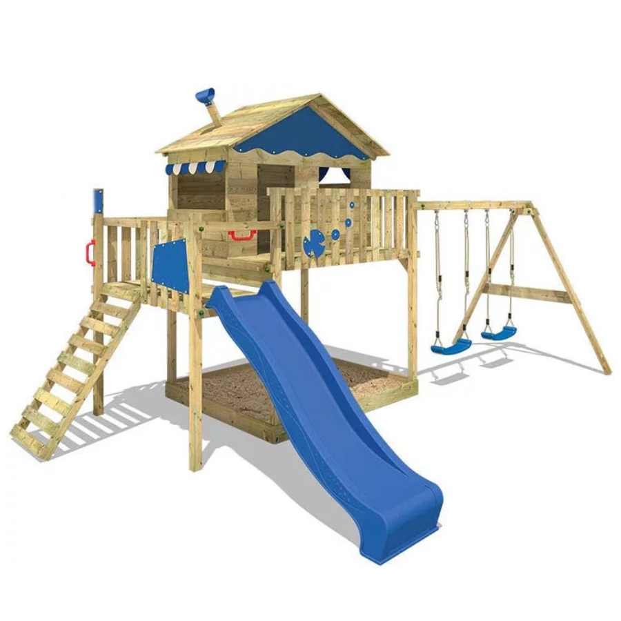 Wooden Slide And Swing Set