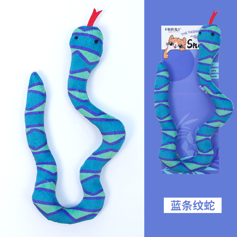 Cat Toys for Self-Entertainment Snake Ophidian Shape Plush Toys with Catnip Pet Dog Toys