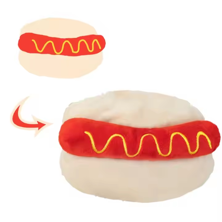 Custom Plush Cream Toast Croissants Bread Toast Chew Toy Catnip Pet Toy