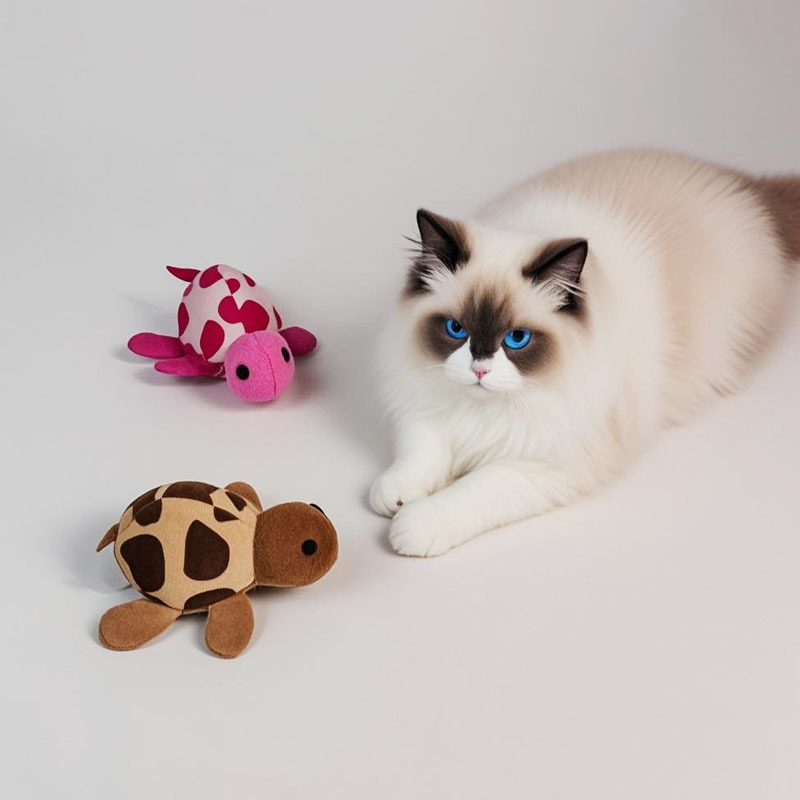 Interactive Plush Toy - Simulated Smart Catnip Vibrating Turtle, Cat Self-Entertainment &amp; Companion Pet Supply