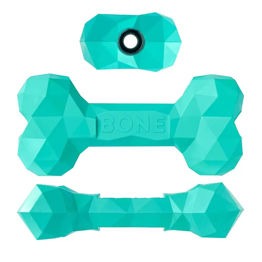Diamond Bone Treat Food Stuff Dispensing Natural Rubber Dog Treat Bone Bite Chew Toy