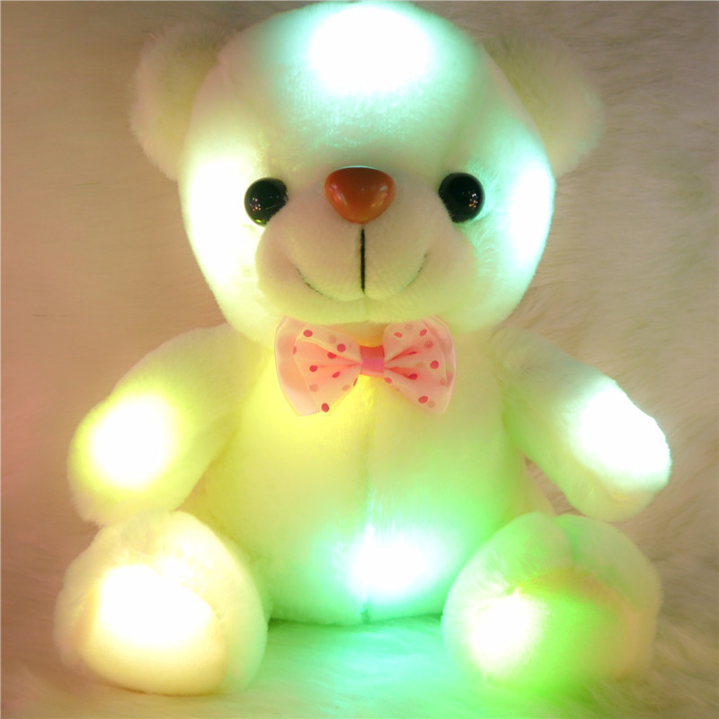 New Heim Velvet Colorful Teddy Doll Children's Gift Luminous Bear Pet Plush Toy Wholesale Doll