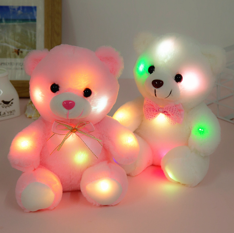 New Heim Velvet Colorful Teddy Doll Children's Gift Luminous Bear Pet Plush Toy Wholesale Doll