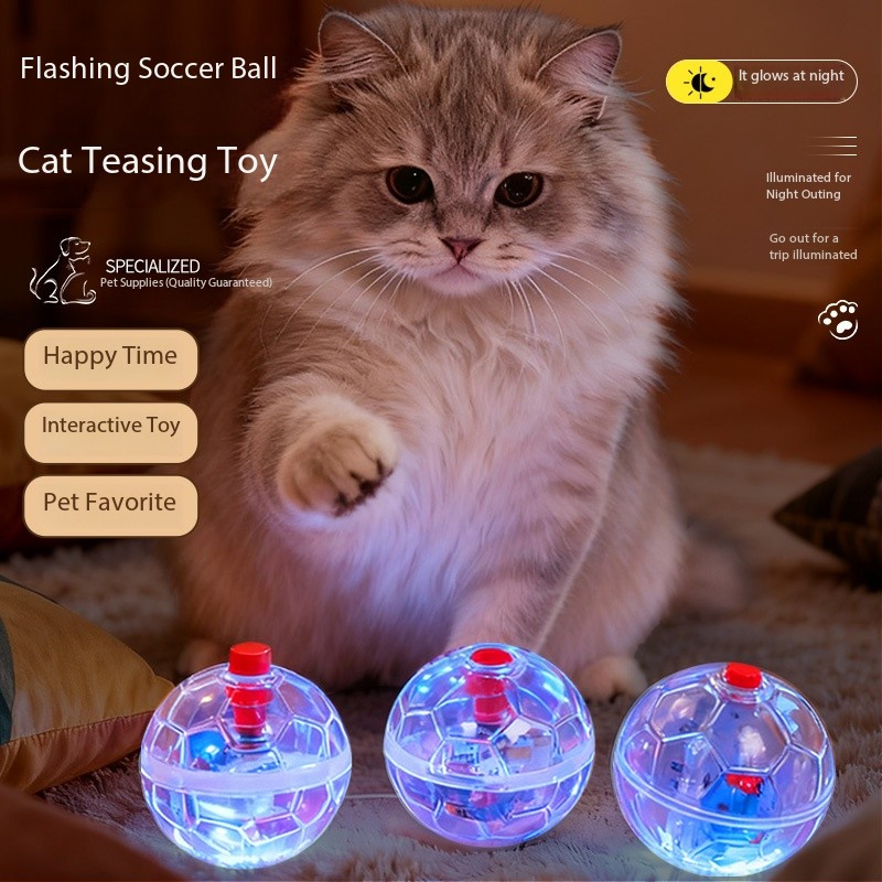 Silent Automatic Flashing Pet Cat Toy Ball Glowing Cat Teasing Ball