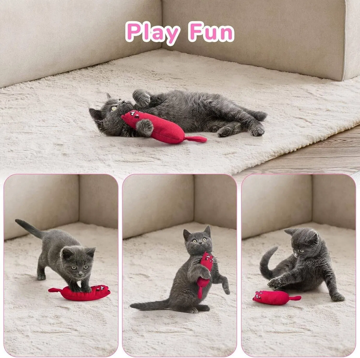 Hot Sales New Design Embroidered Custom Plush Cat Toy Stuffed with Catnip Pet Toys