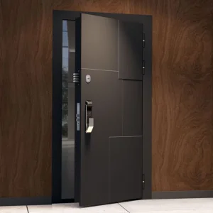 OUNA American Modern Style Main Security Door External Metal Aluminum Entry Front Doors Exterior Black Door for House Villa
