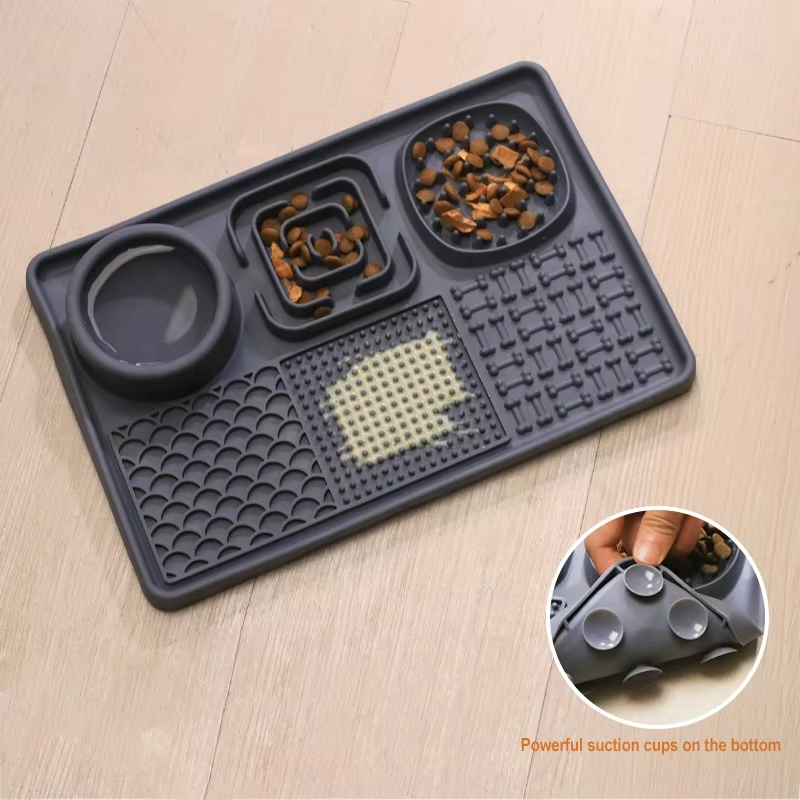 High Quality Silicone Lick Mat With Suction Cups For Dogs And Cats Food Grade 2 Pack Slow Feeder Mat Pet Dog Licking Pad Bowl
