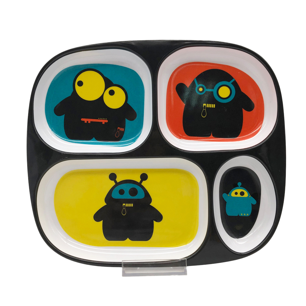 OEY Compartments Divided Rectangle Plates Dish Customized Logo Polished Modern Plastic Melamine Tray Eco-Friendly BPA Free Food
