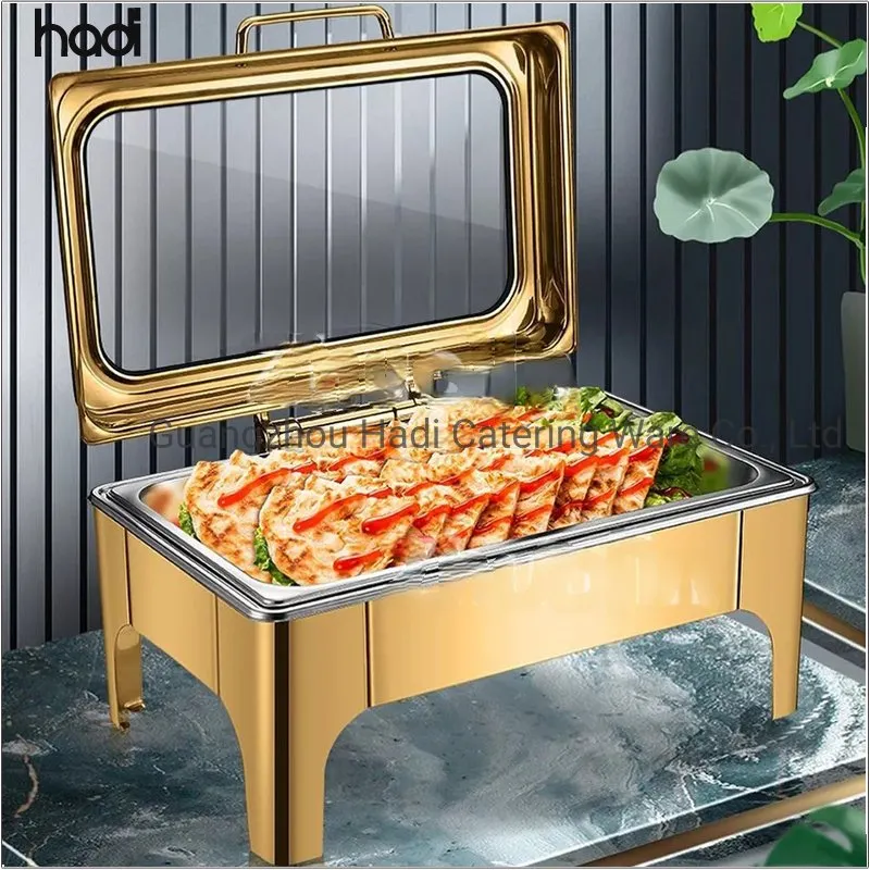 9 Liter Luxury Pattern Stainless Steel Chafing Dish Set Detail 1
