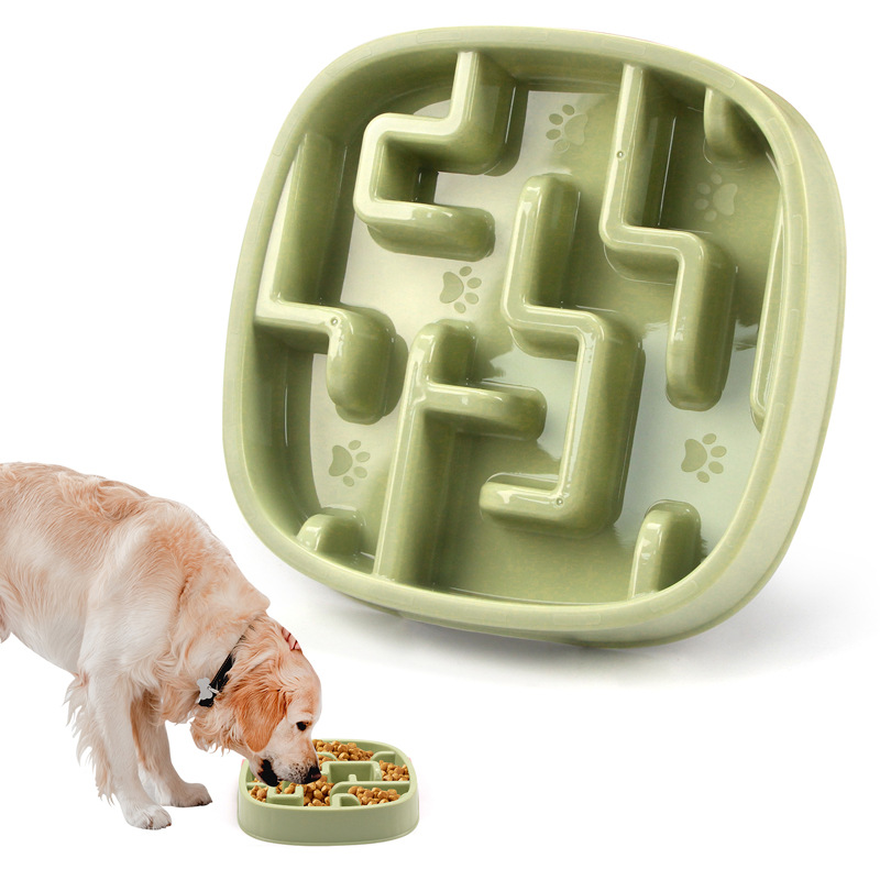 Rectangular Pet Slow Eating Bowl Food Grade Silicone Maze Feeder Portion Control Dish for Dogs Cats Feeding Dish Set