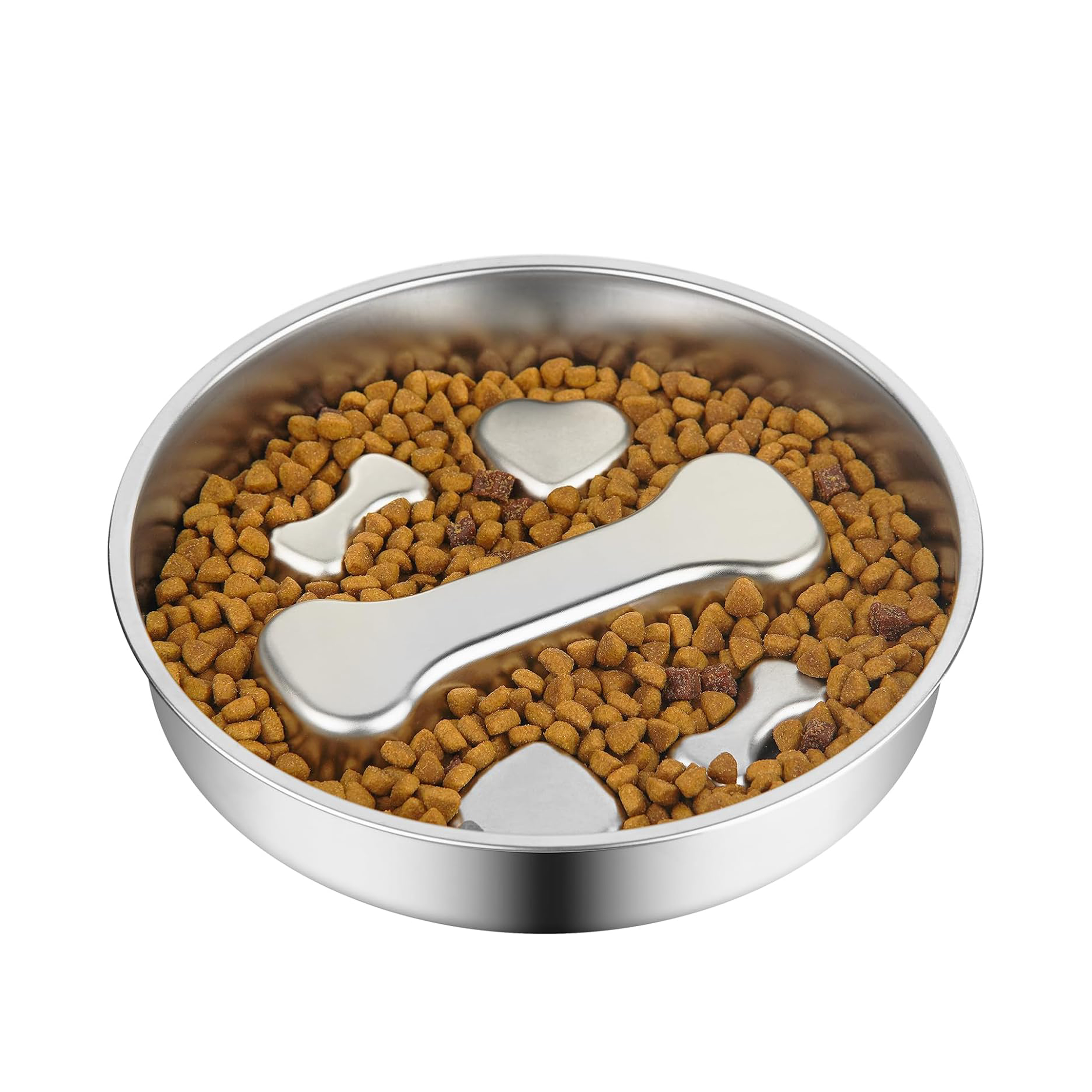 Rounded Waterproof Indoor Premium Dog Slow Feeder Pet Water Food Bowls Stainless Steel