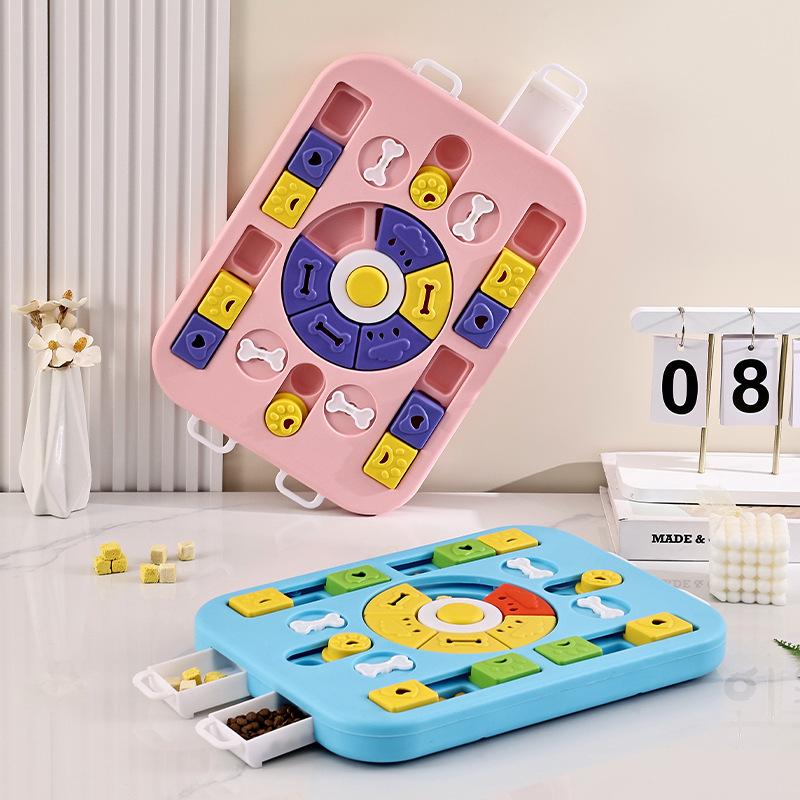 Plastic Pet Slow-Feeding Puzzle Bowl Toy with Square Track-Style Design for Multifunctional Food-Finding