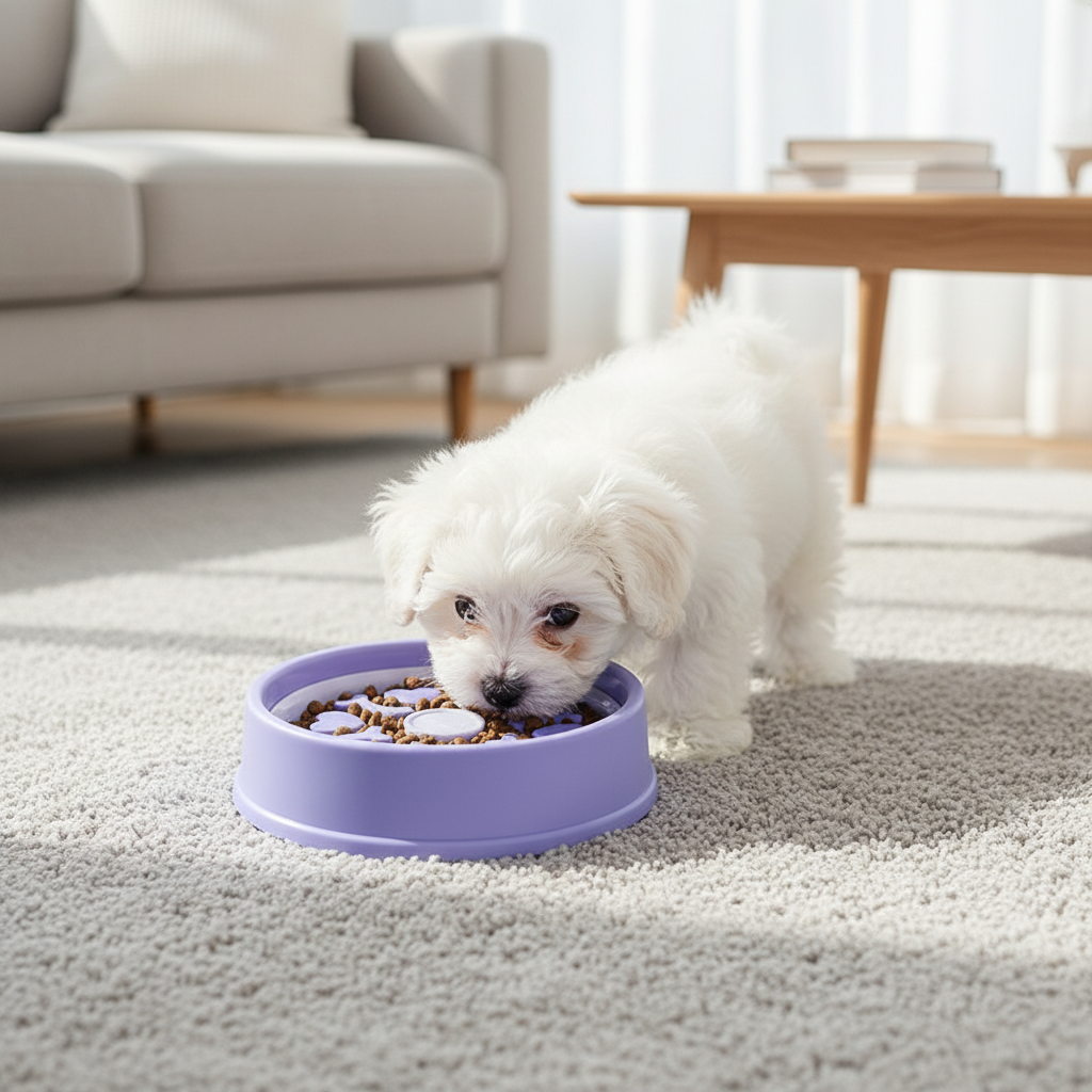Cross-Border New Style Dog Slow-Feeding 2-in-1 Tip-Proof Non-Slip Food-grade PP Bowl with Suction Cup for Small/Medium Cats Dogs