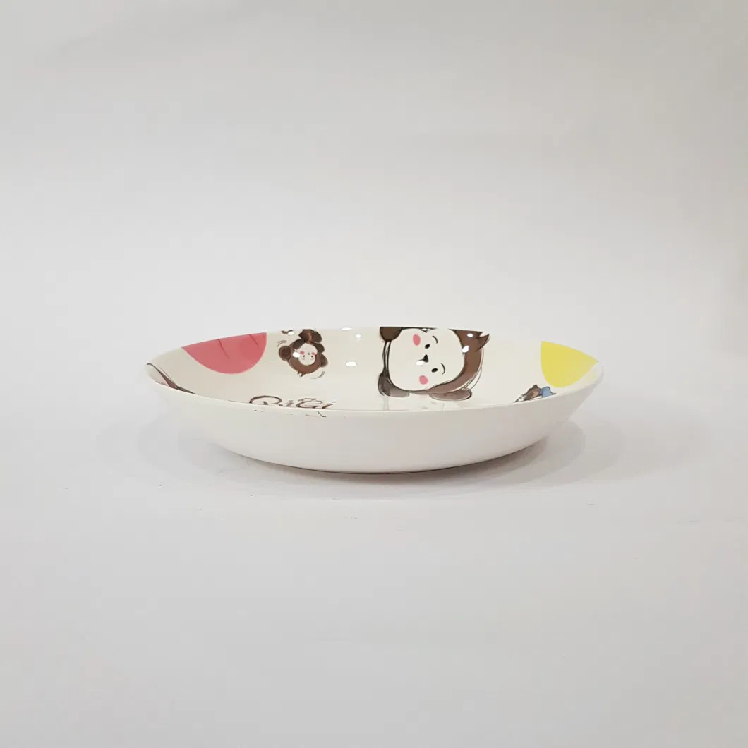 Cartoon Pattern Kids Serving Melamine Round Deep 8.5 Inch Dinner Breakfast Snack Cereal Serving Dish