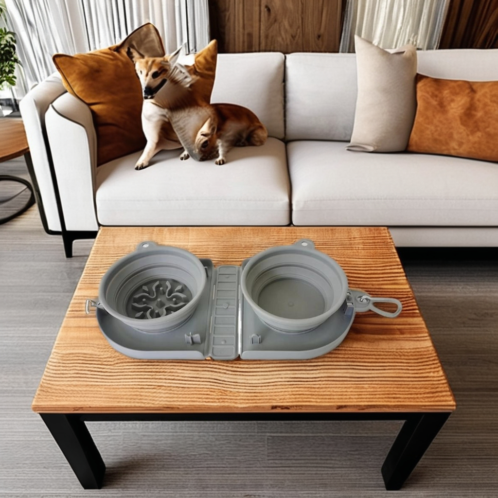 Collapsible Pet Slow Food Bowl Drinking Water Bowl 2 in 1 Multifunctional Portable Pet Dog Cat Travel Bowls Feeders