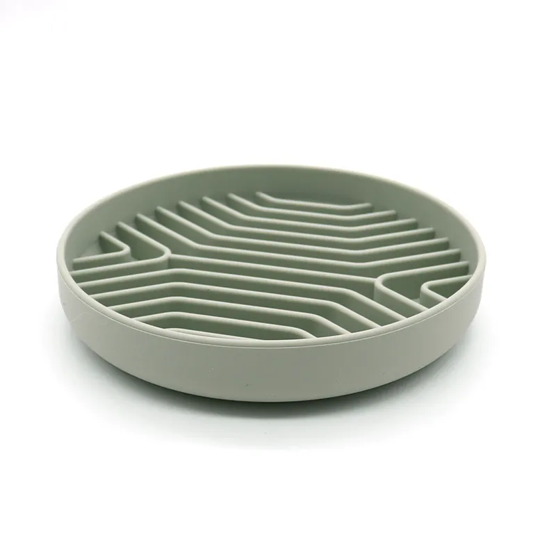 Custom Eco-Friendly Waterproof Silicone Dog Bowl Non-Slip Suction Cups Rounded Storage with Slow Feeder Feature