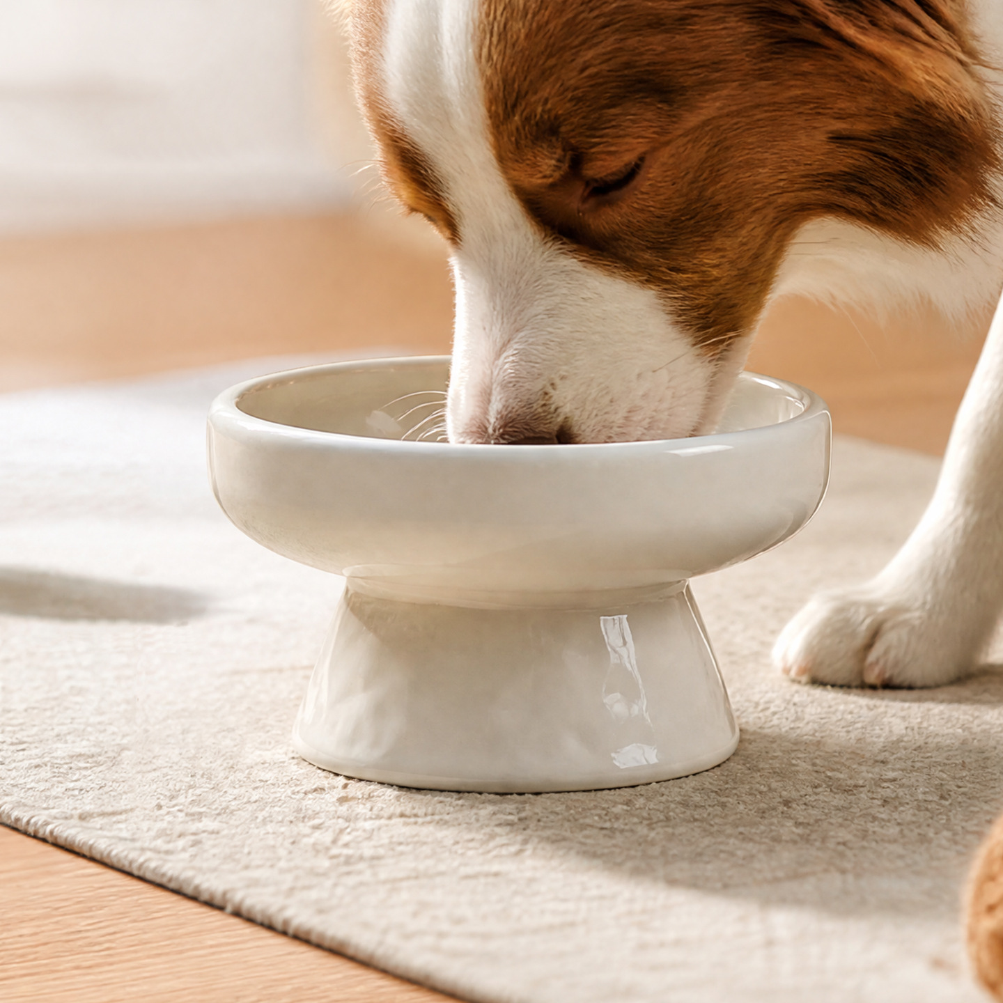 Elevated Ceramic Slow Feeder Bowl for Cats &amp; Dogs Anti-Choke Neck Protection Pet Feeding Bowl