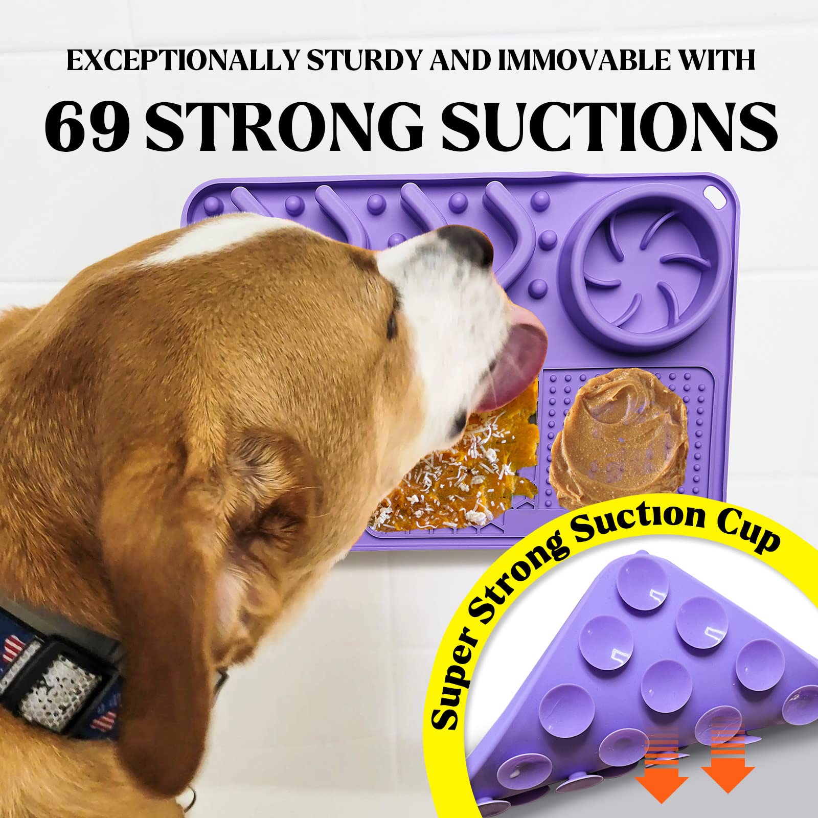 Petdom Food Grade Silicone All In One Nonslip Water Slow Feeder Placemat Anxiety Relief Licking Pad Dog Food Bowl Mat