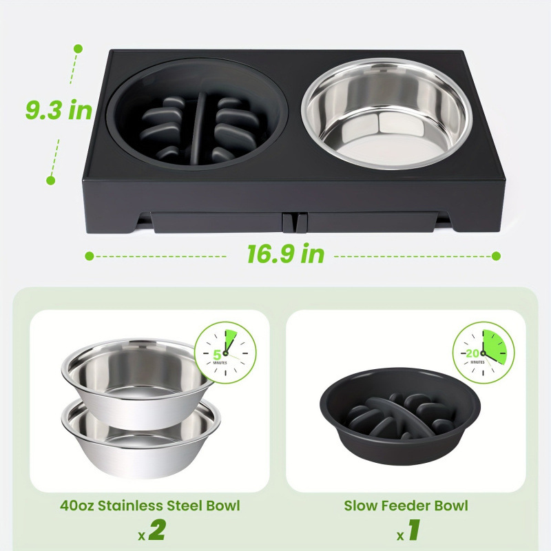 Wholesale 2 in 1 Lifting Elevated Steel Stainless Cat and Dog Feeder Slow Food Feeder Bowl
