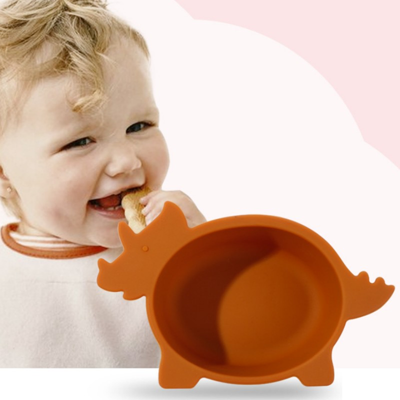 Dino Design Triceratops Food Grade Kids Toddlers Silicone Baby Feeding Plate Dish