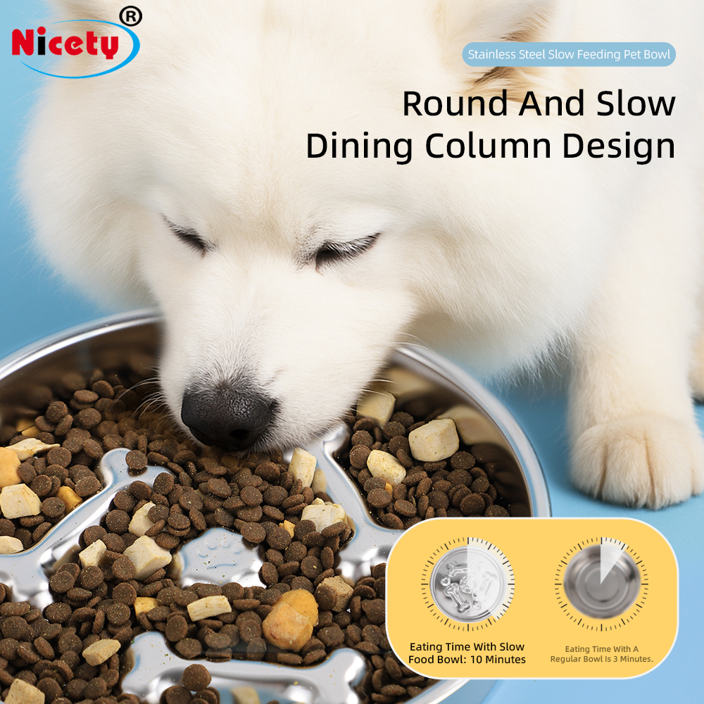 Modern Style Pet Food &amp; Water Bowls 304 Stainless Steel Portable Eco-friendly Slow Feeder Easy Clean Dog/cat Bowl Love Style
