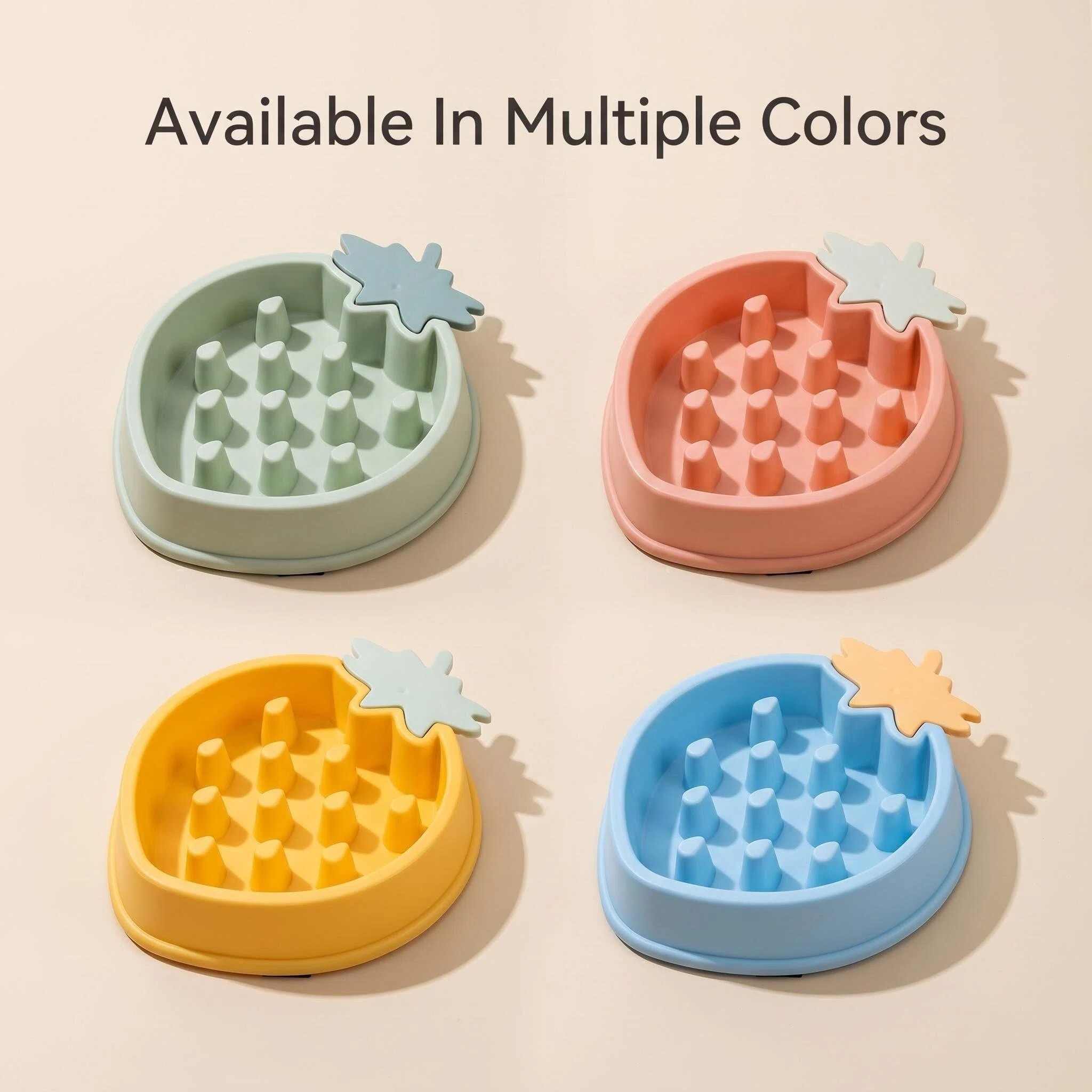 BPA Free Dog Slow Eating Bowl Cute Strawberry Shape Pet Feeding Bowl for Small Medium Dogs Cats