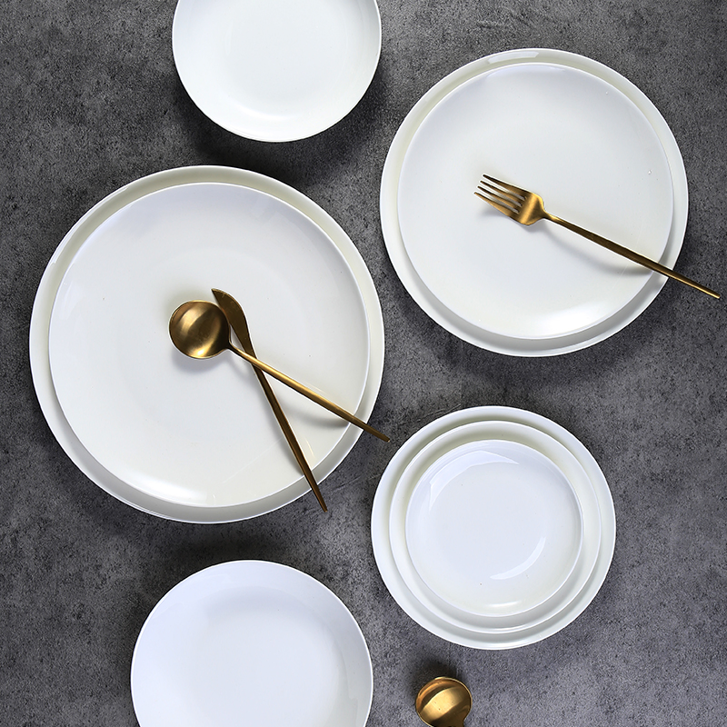 Sample Customization Wholesale Custom Logo Dinner Ware Pattern Fine Bone China Ceramic White Plate Dish