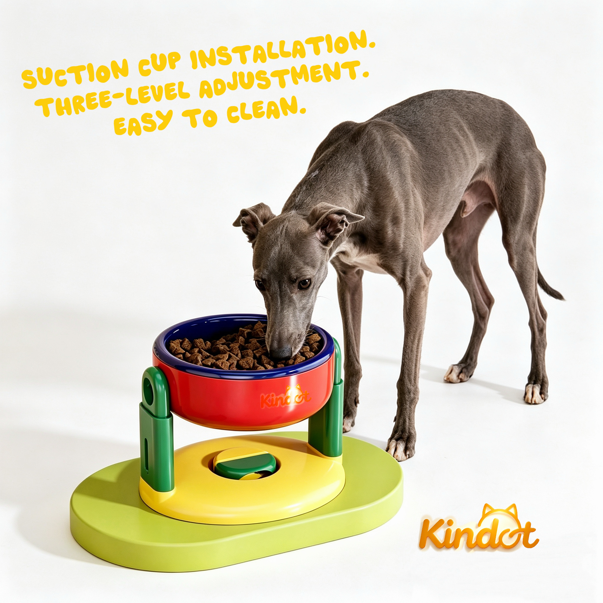 Suction-Cup Pet Bowl Height Adjustable Universal Dog Cat Feeding Bowl Cervical Spine Protection Tip-Proof Elevated Water Bowl