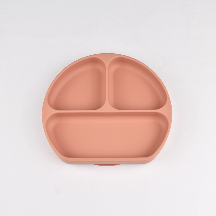 Durable Non Slip Silicone Divided Plate For Baby Feeding Children's Dish With Three Compartments Flexible Food Grade Material