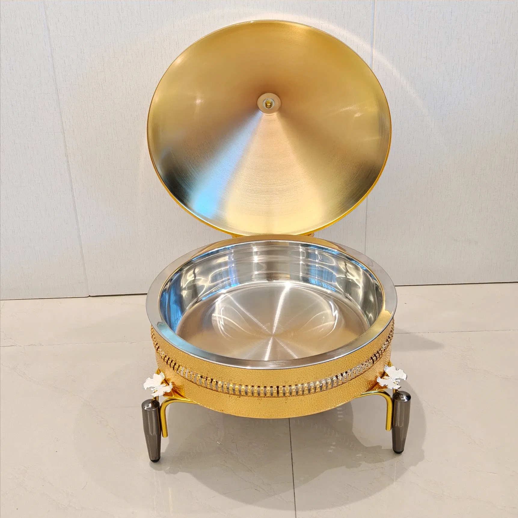Decorative Gold Diamond Pattern Chafing Dish for Hotel Buffet Service for Wedding and Events