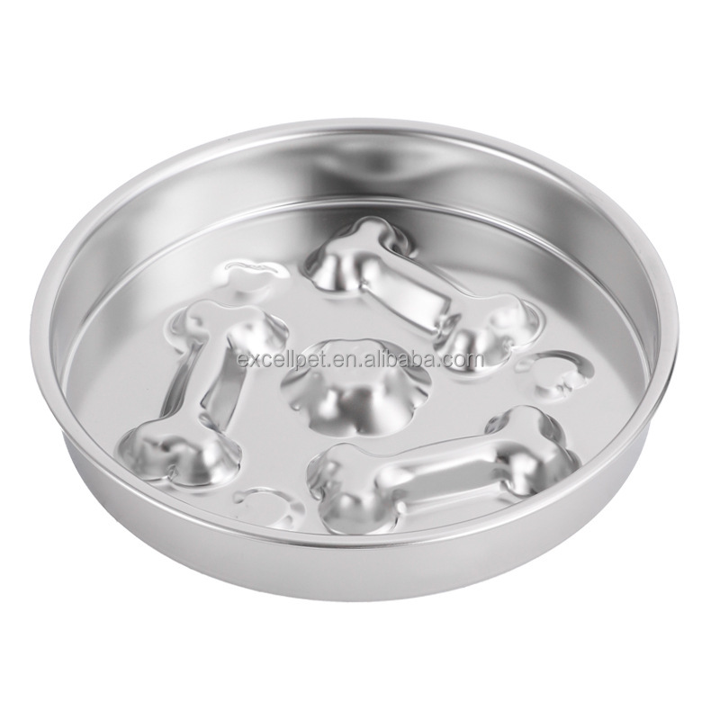 Eco-friendly 304 Stainless Steel Slow Feeder Bowl Anti-Choke Design for Healthy Eating of Dogs and Cats Solid Pattern