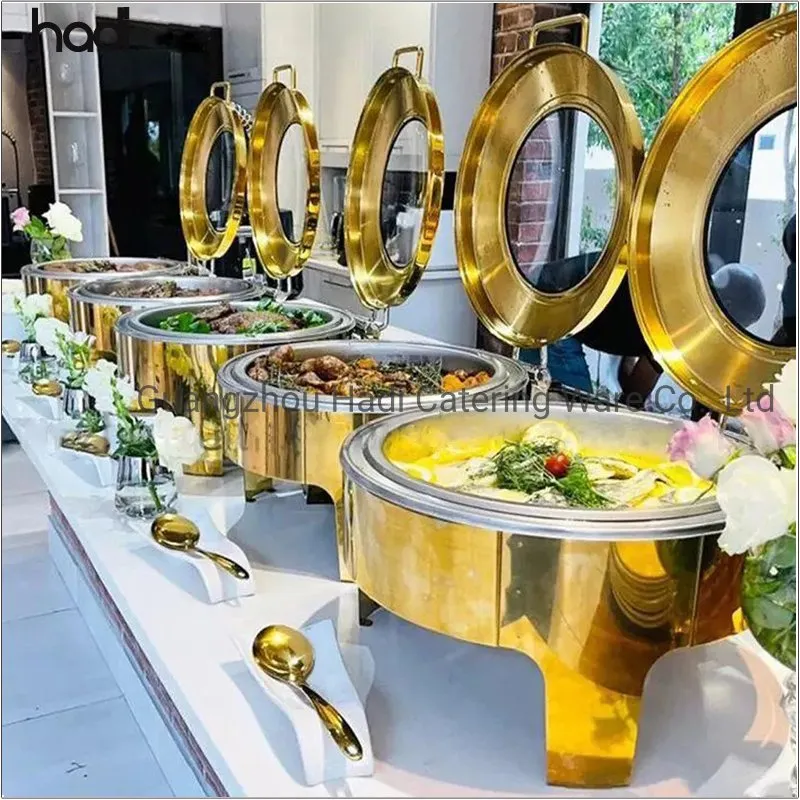 9 Liter Luxury Pattern Stainless Steel Chafing Dish Set Detail 2