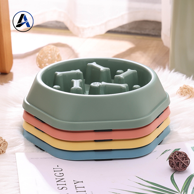 Bone Type Dog Slow Food Bowl Licking Bowl Anti-tip Anti-slip Anti-choking 2 in 1 Pet cat Feeder Bowl