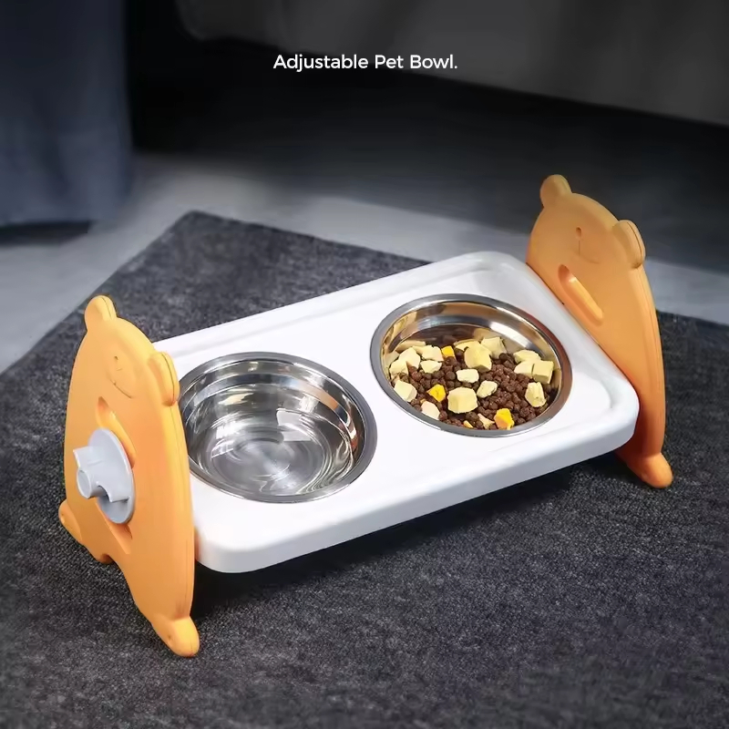 Adjustable Plastic Dog Bowl Tilted Cat Bowl Single Ceramic Double Stainless Steel Pet Feeder Bowls