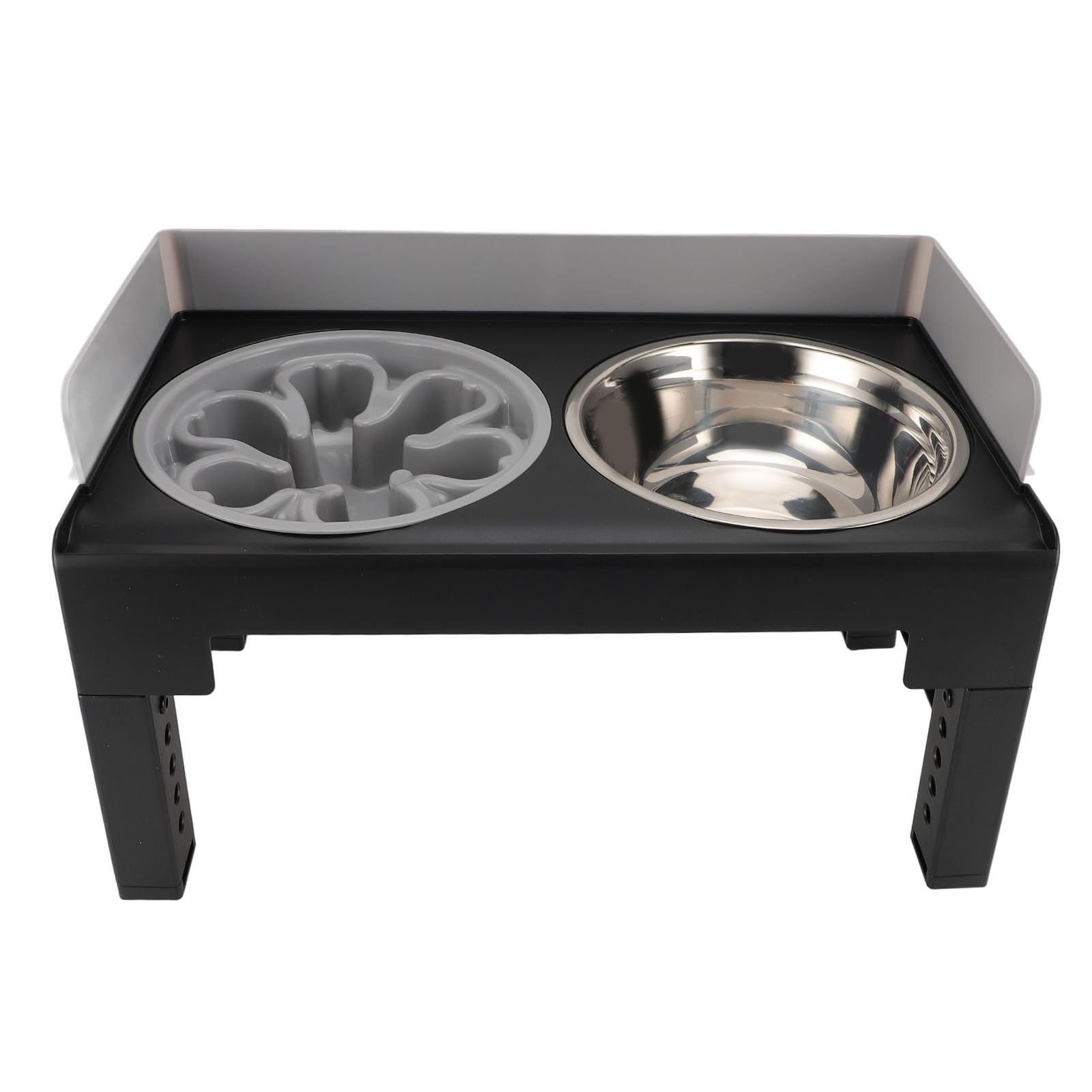 Smart Pet Feeding Table Adjustable Height + Slow Eating Bowl Stainless Double Bowls for Large and Small Pets