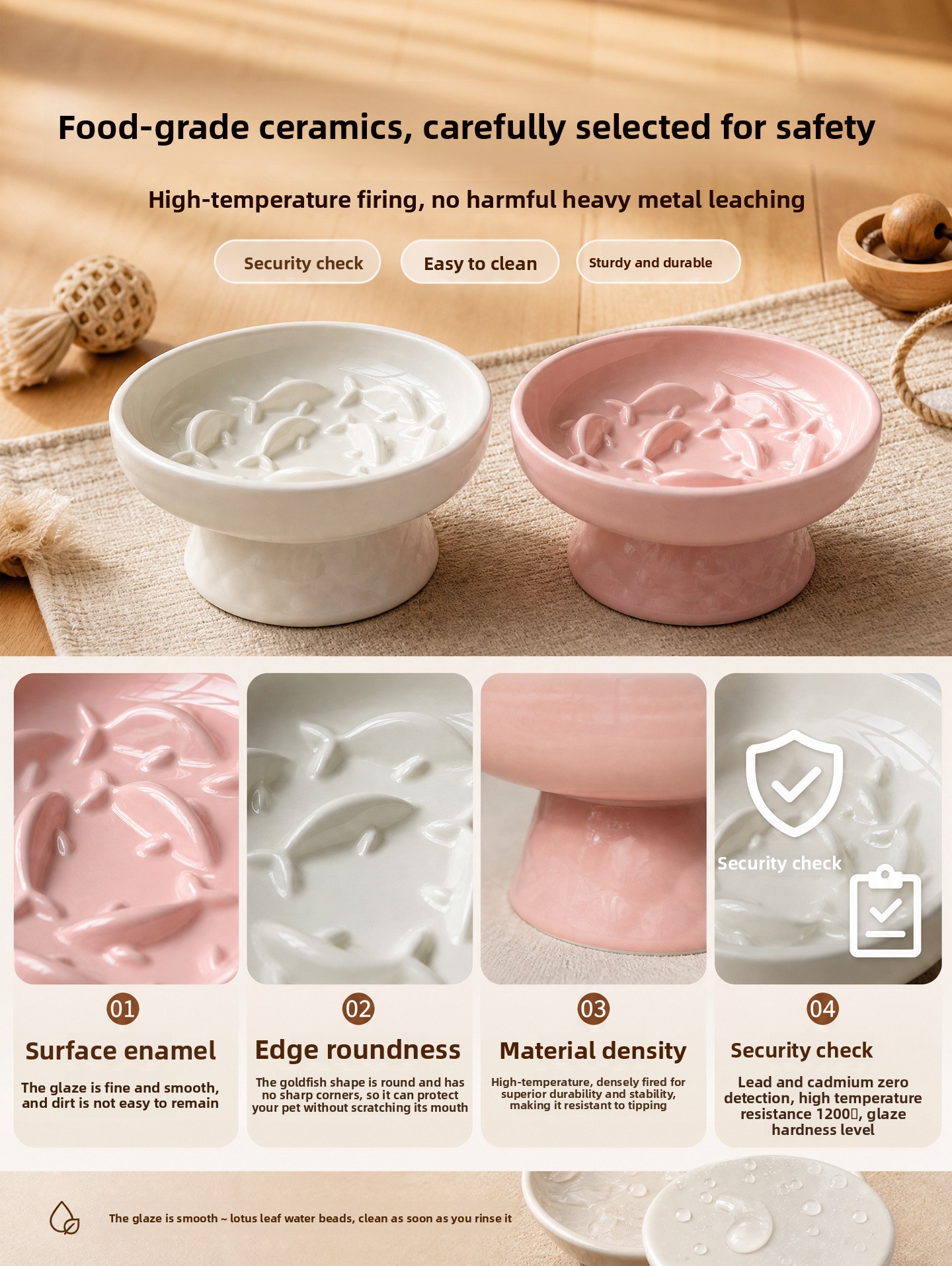 Elevated Ceramic Slow Feeder Bowl for Cats & Dogs Anti-Choke Neck Protection Pet Feeding Bowl