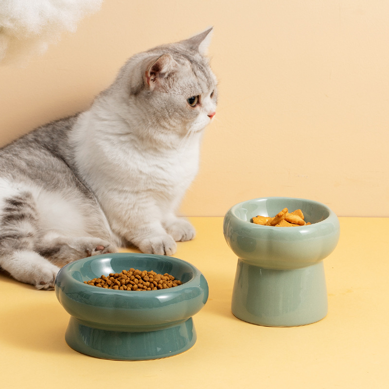 Doe Pet New Pet Slow Feeder Protect Cervical Spine Cartoon Style High Foot Ceramic Elevated Raised Dog Cat Tall Feed Bowls