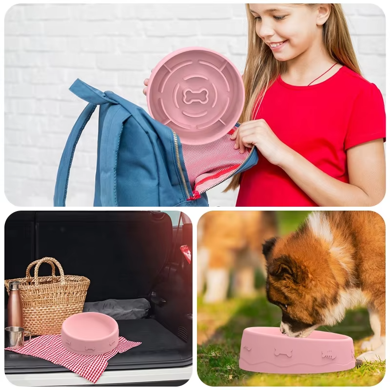New Arrivals Silicone Pet Bowls Slow Food Feeding Water Bowl Portable Multifunctional Double Sided Slow Feeder Dog Cat Bowl
