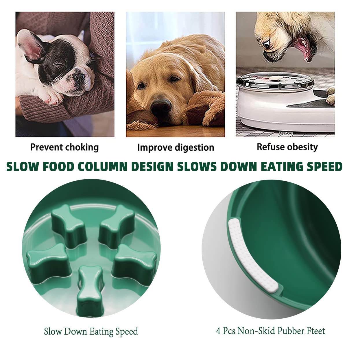 Slow Feeder Eco-Friendly Plastic Dog Bowls Non-Slip Maze Puzzle Design Interactive Bloat-Prevention Choking Prevention for